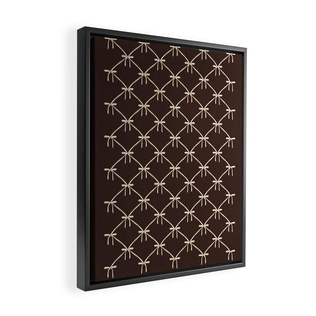 Bows and Ribbons Pattern LXIII Mocha Brown Framed Canvas Print Gallery Image 2