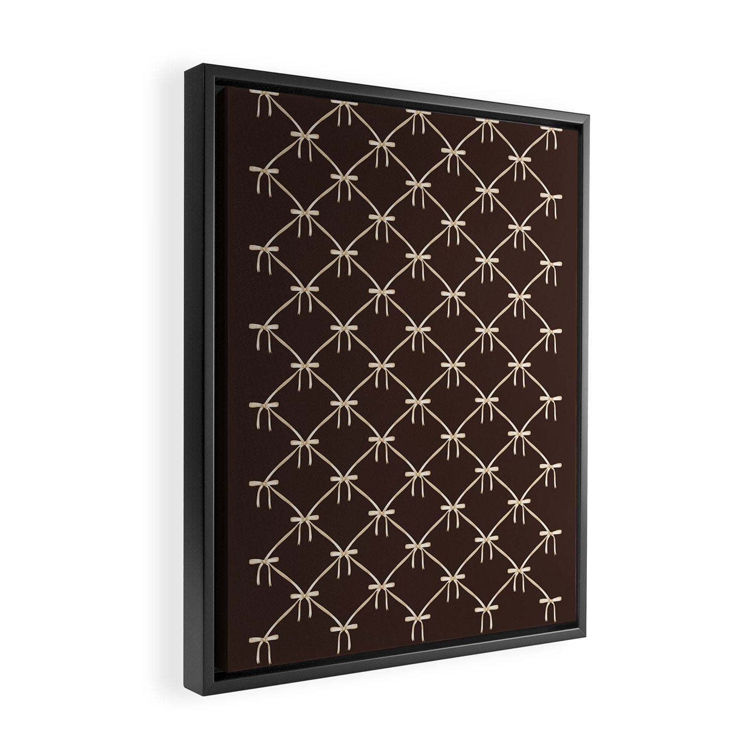 Bows and Ribbons Pattern LXIII Mocha Brown Framed Canvas Print Gallery Image 2