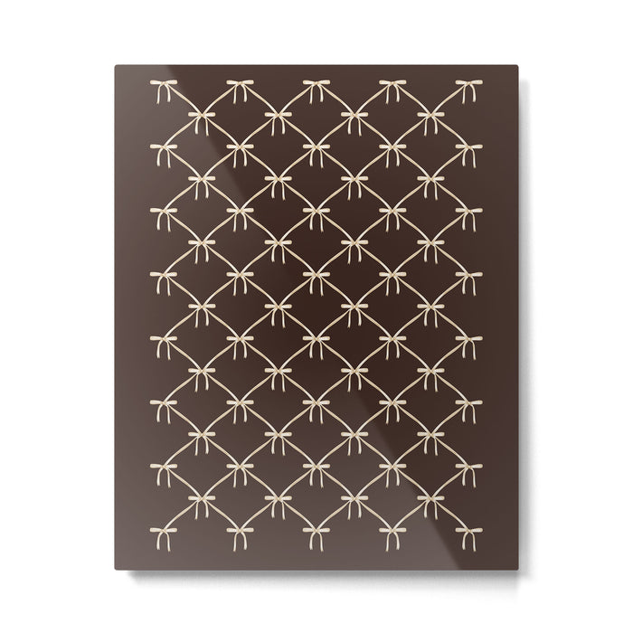Bows and Ribbons Pattern LXIII Mocha Brown Metal Print Gallery Image 1
