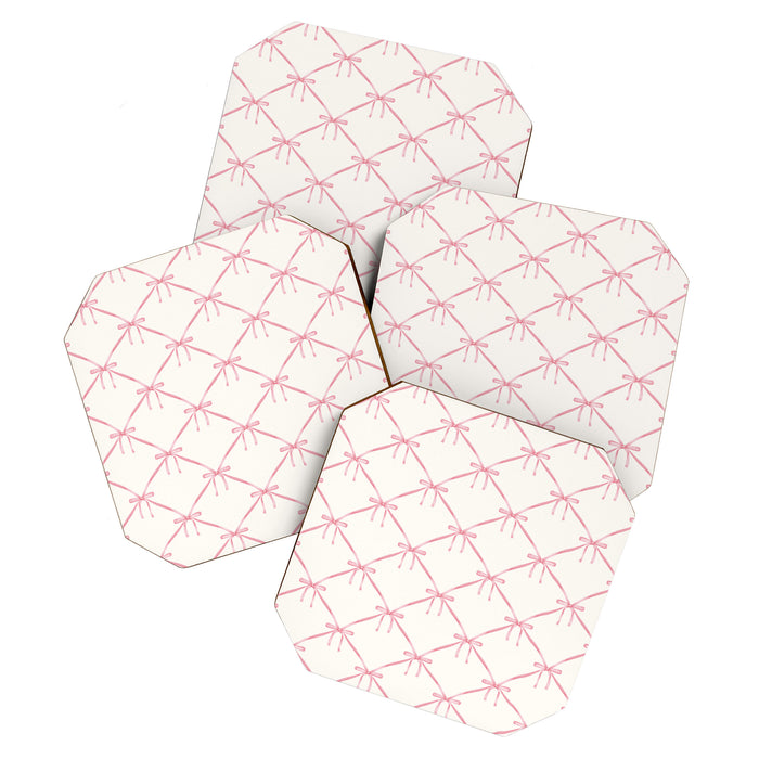 Bows & Ribbons Pattern I Pastel Pink Coaster Gallery Image 1