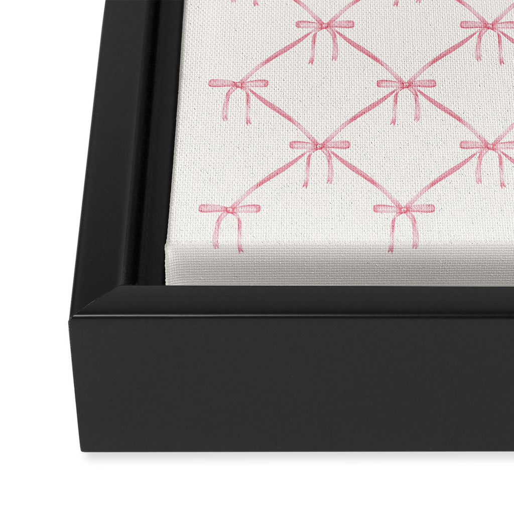 Bows & Ribbons Pattern I Pastel Pink Framed Canvas Print Gallery Image 3
