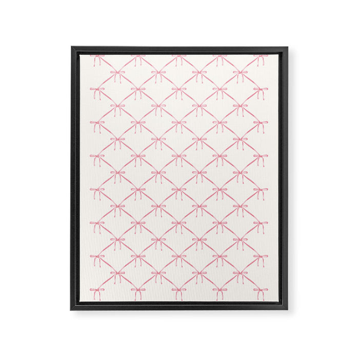 Bows & Ribbons Pattern I Pastel Pink Framed Canvas Print Gallery Image 1