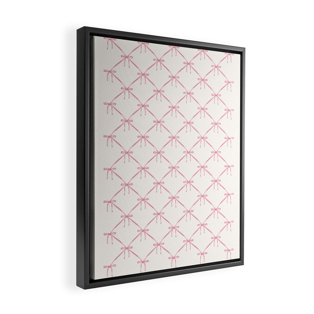 Bows & Ribbons Pattern I Pastel Pink Framed Canvas Print Gallery Image 2