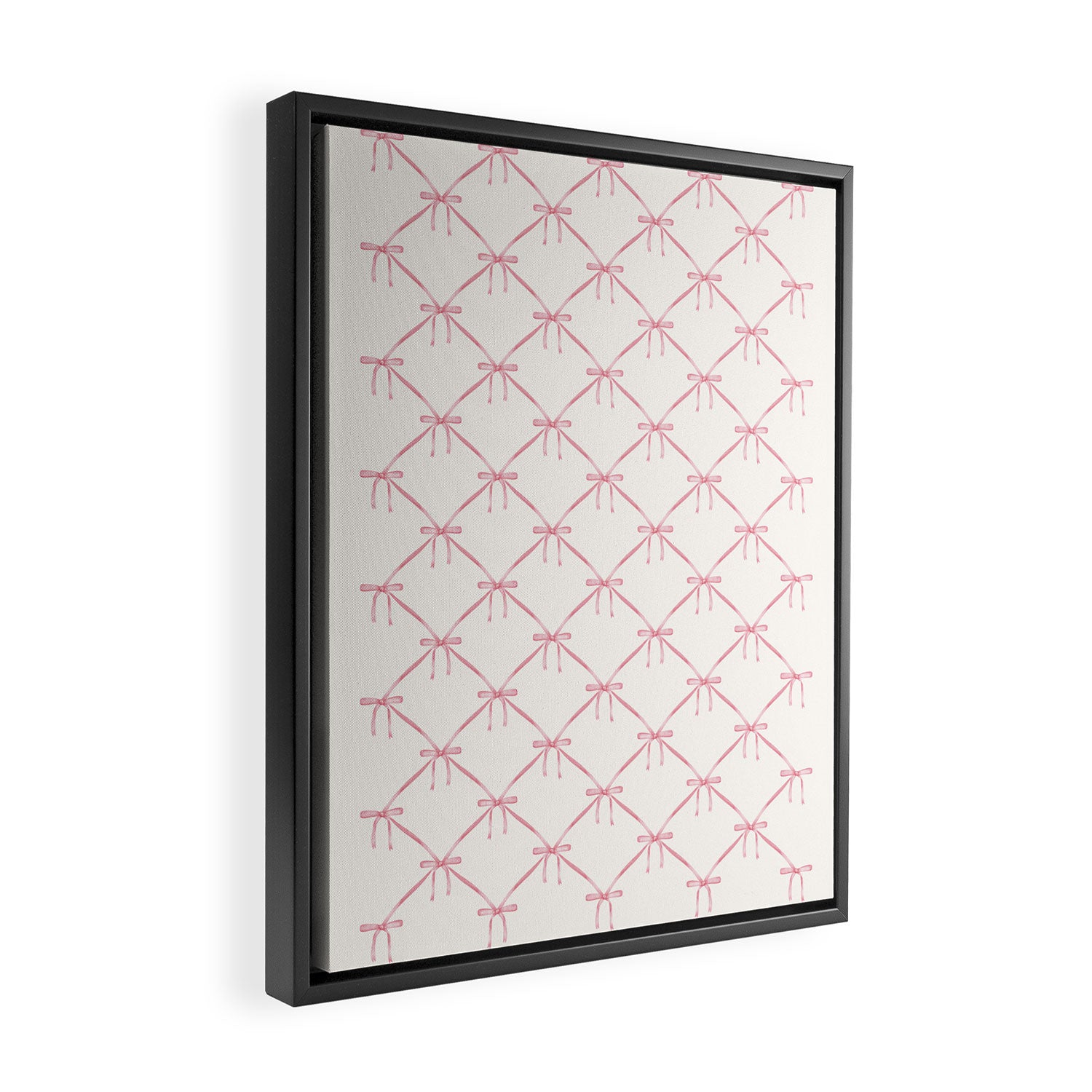 Bows & Ribbons Pattern I Pastel Pink Framed Canvas Print Gallery Image 2