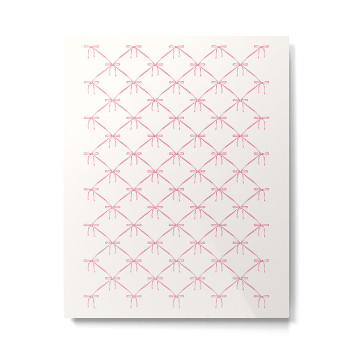 Bows & Ribbons Pattern I Pastel Pink Metal Print Gallery Image 1