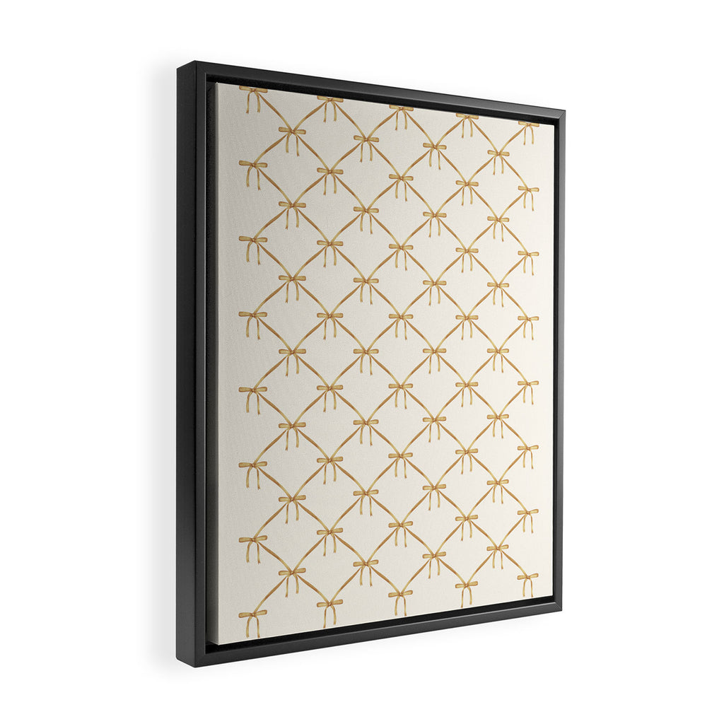 Bows & Ribbons Pattern III Neutral Framed Canvas Print Gallery Image 2