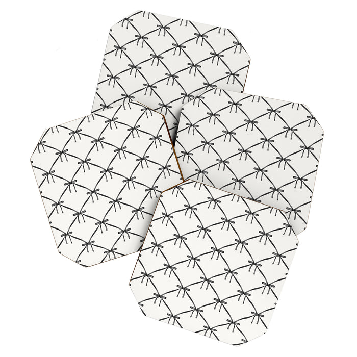 Bows & Ribbons Pattern IV Black and White Coaster Gallery Image 1