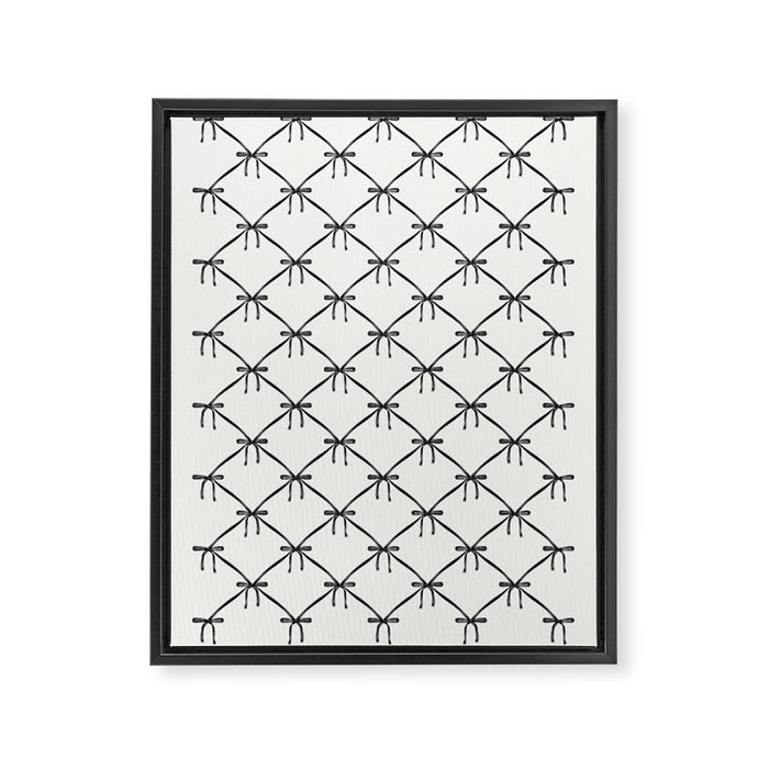 Bows & Ribbons Pattern IV Black and White Framed Canvas Print Gallery Image 1