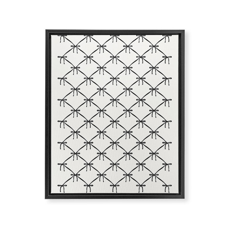 Bows & Ribbons Pattern IV Black and White Framed Canvas Print Gallery Image 8