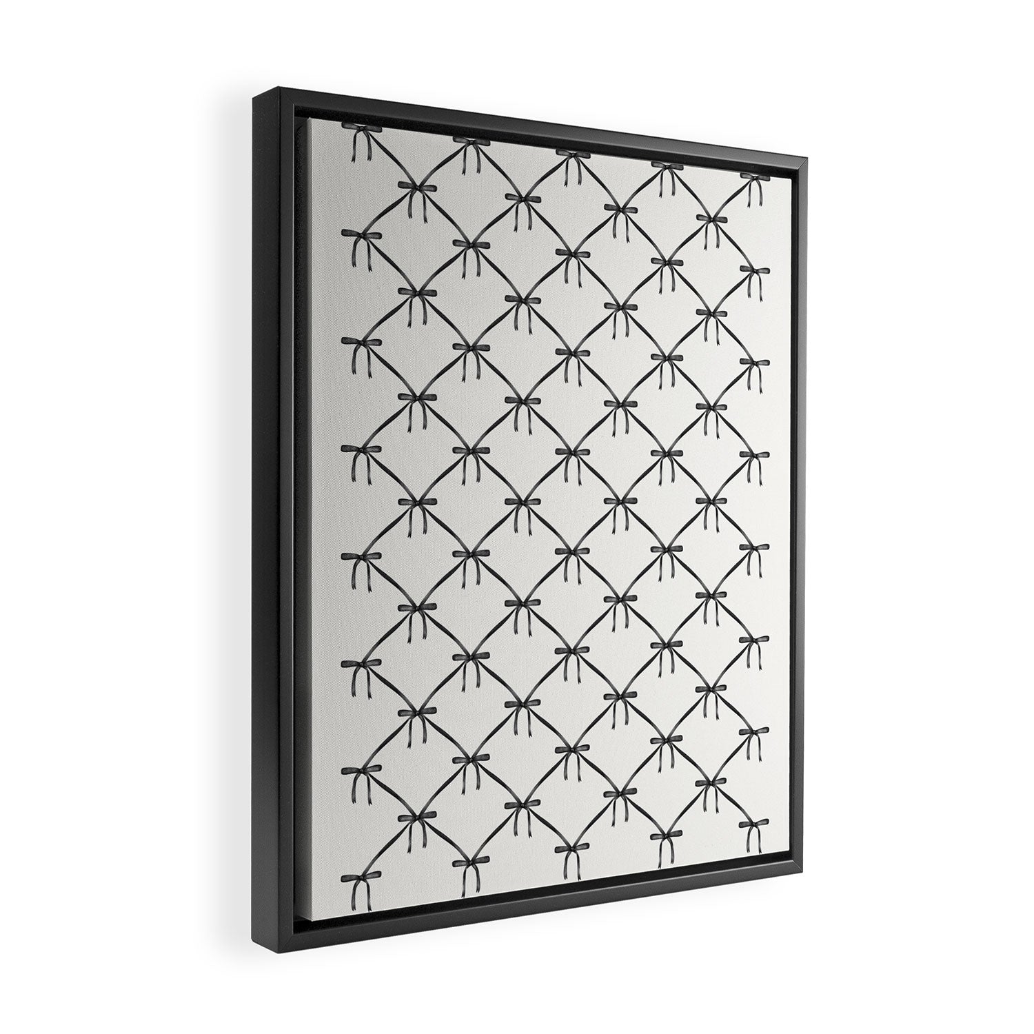 Bows & Ribbons Pattern IV Black and White Framed Canvas Print Gallery Image 2