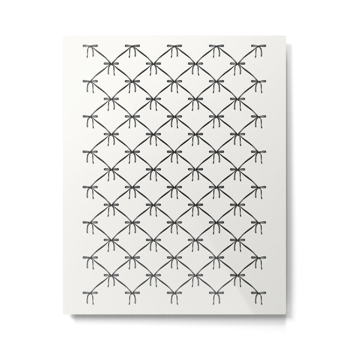 Bows & Ribbons Pattern IV Black and White Metal Print Gallery Image 1