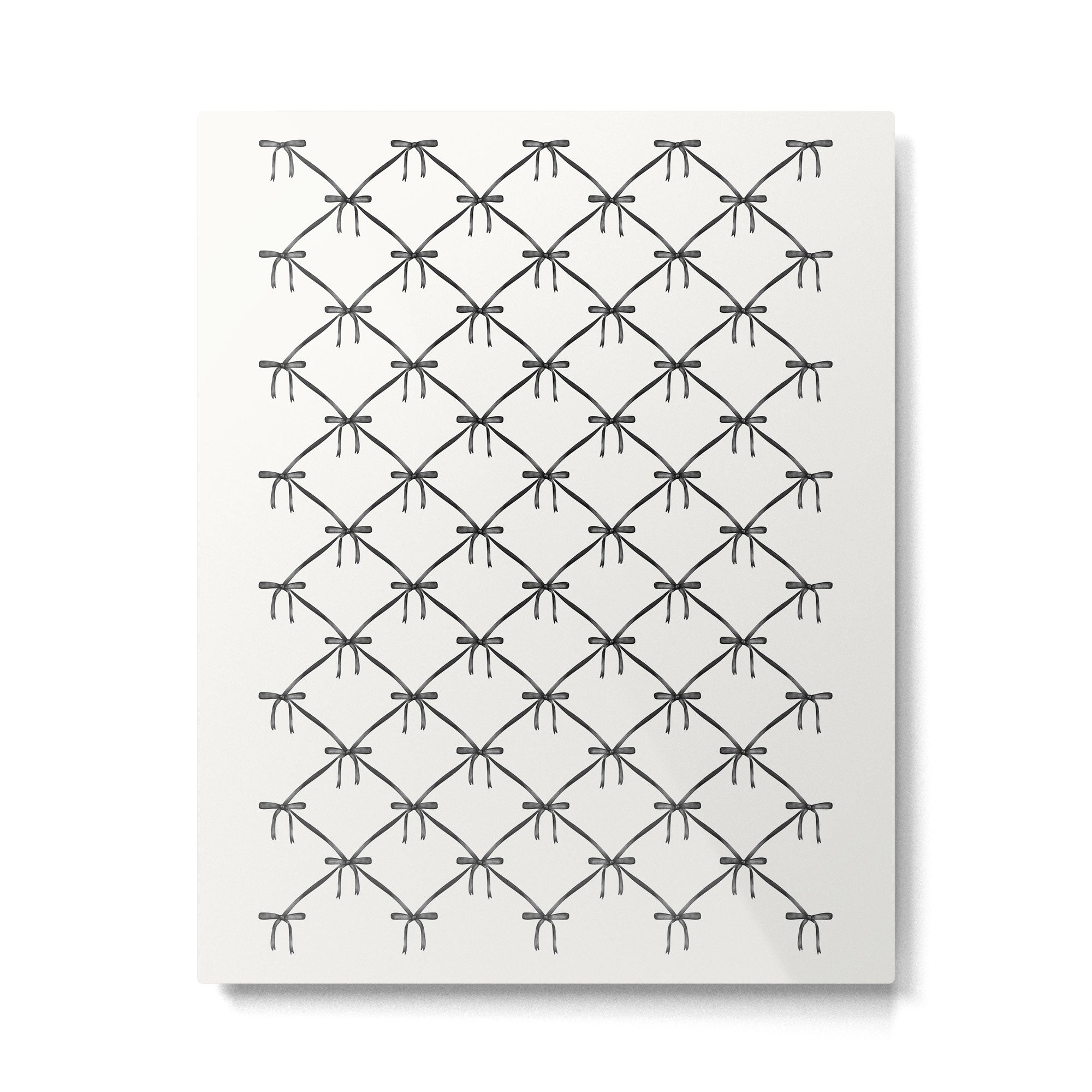 Bows & Ribbons Pattern IV Black and White Metal Print Gallery Image 6