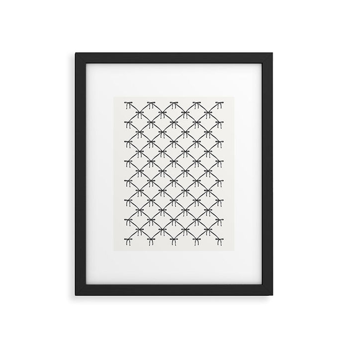 Bows & Ribbons Pattern IV Black and White Framed Art Print Gallery Image 1