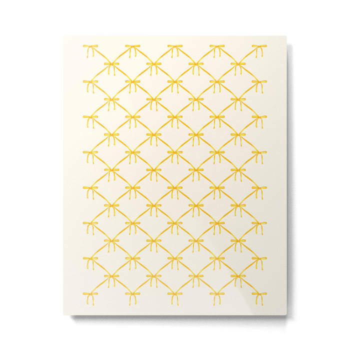 Bows & Ribbons Pattern IX Yellow Metal Print Gallery Image 1