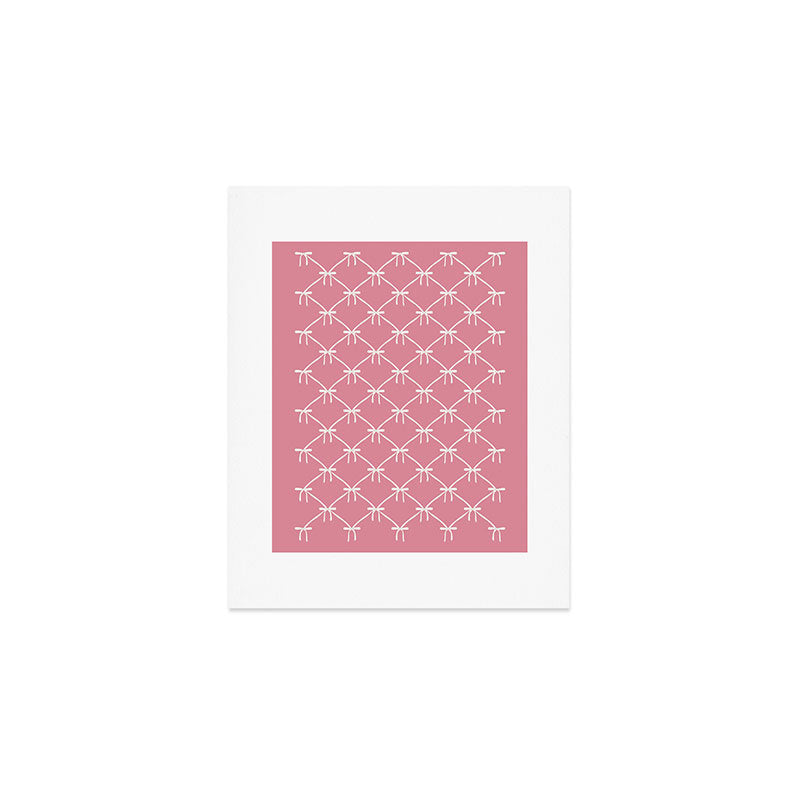 Bows & Ribbons Pattern LI 90s Bubblegum Pink Art Print Gallery Image 1