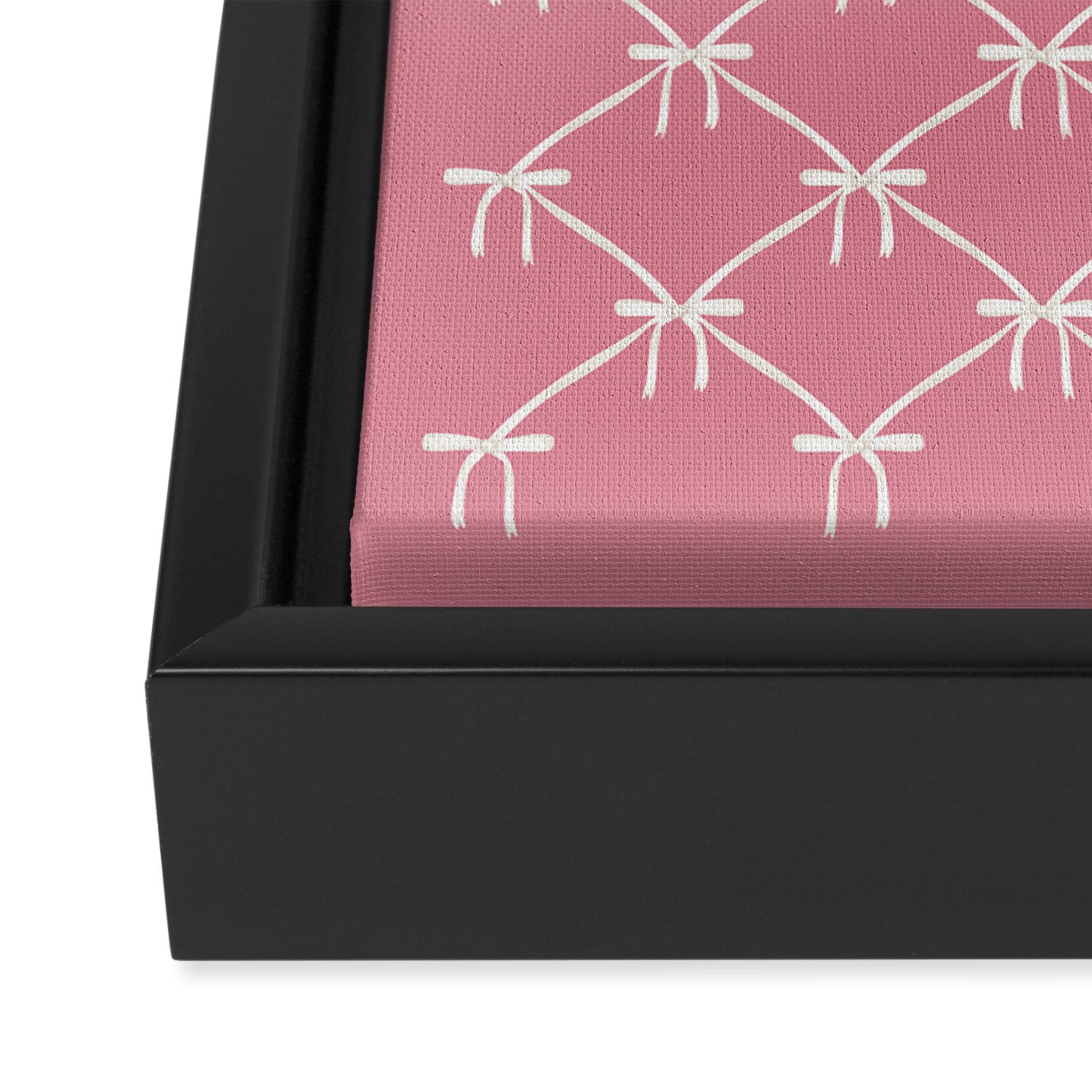Bows & Ribbons Pattern LI 90s Bubblegum Pink Framed Canvas Print Gallery Image 3