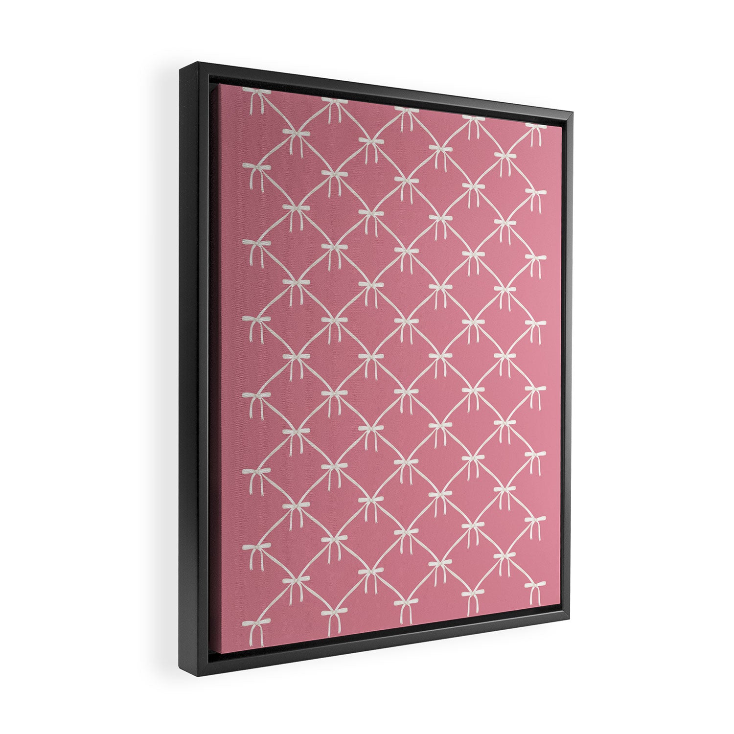 Bows & Ribbons Pattern LI 90s Bubblegum Pink Framed Canvas Print Gallery Image 2