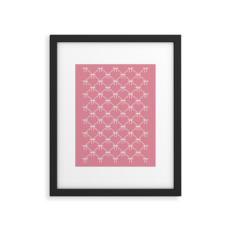 Bows & Ribbons Pattern LI 90s Bubblegum Pink Framed Art Print Gallery Image 6