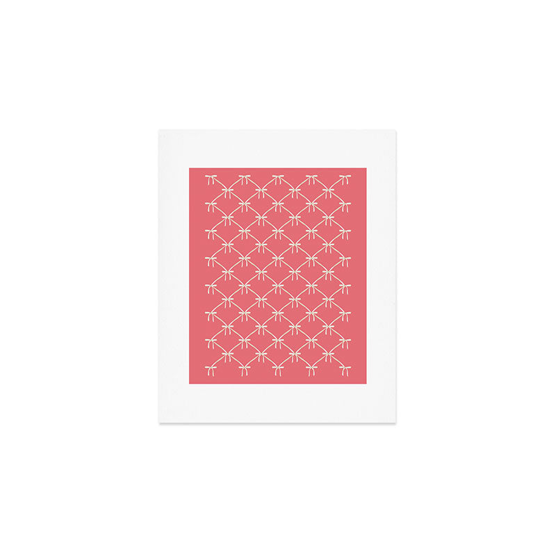Bows & Ribbons Pattern LII Coral Pink Art Print Gallery Image 1