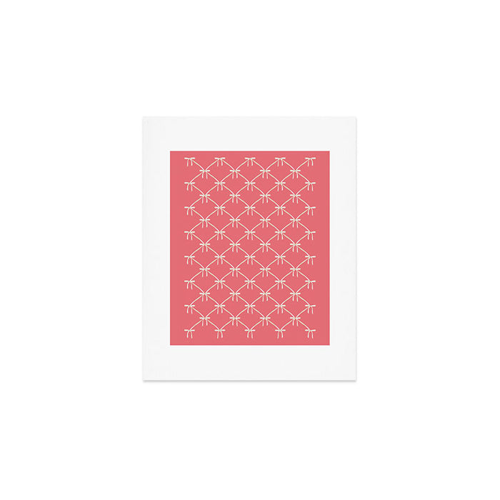 Bows & Ribbons Pattern LII Coral Pink Art Print Gallery Image 1