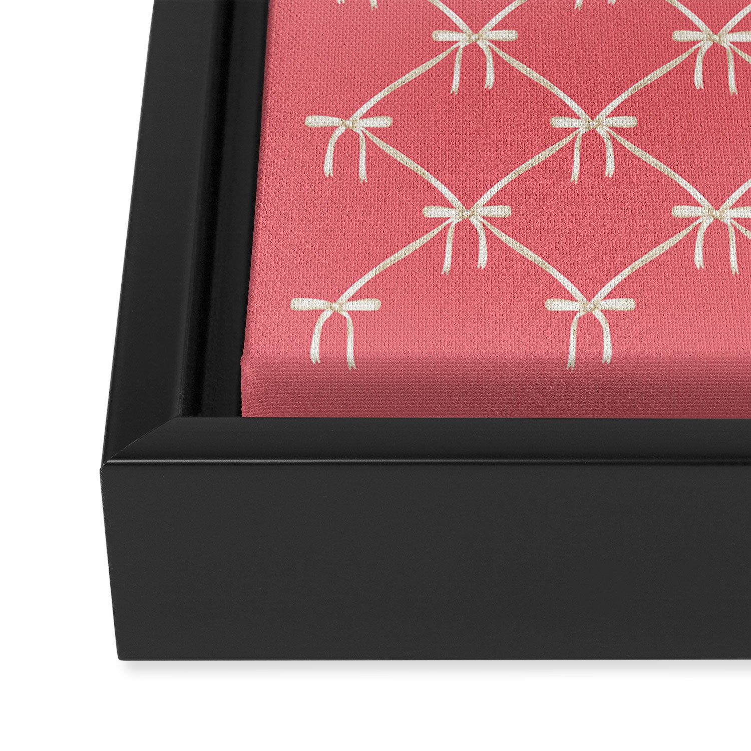 Bows & Ribbons Pattern LII Coral Pink Framed Canvas Print Gallery Image 3