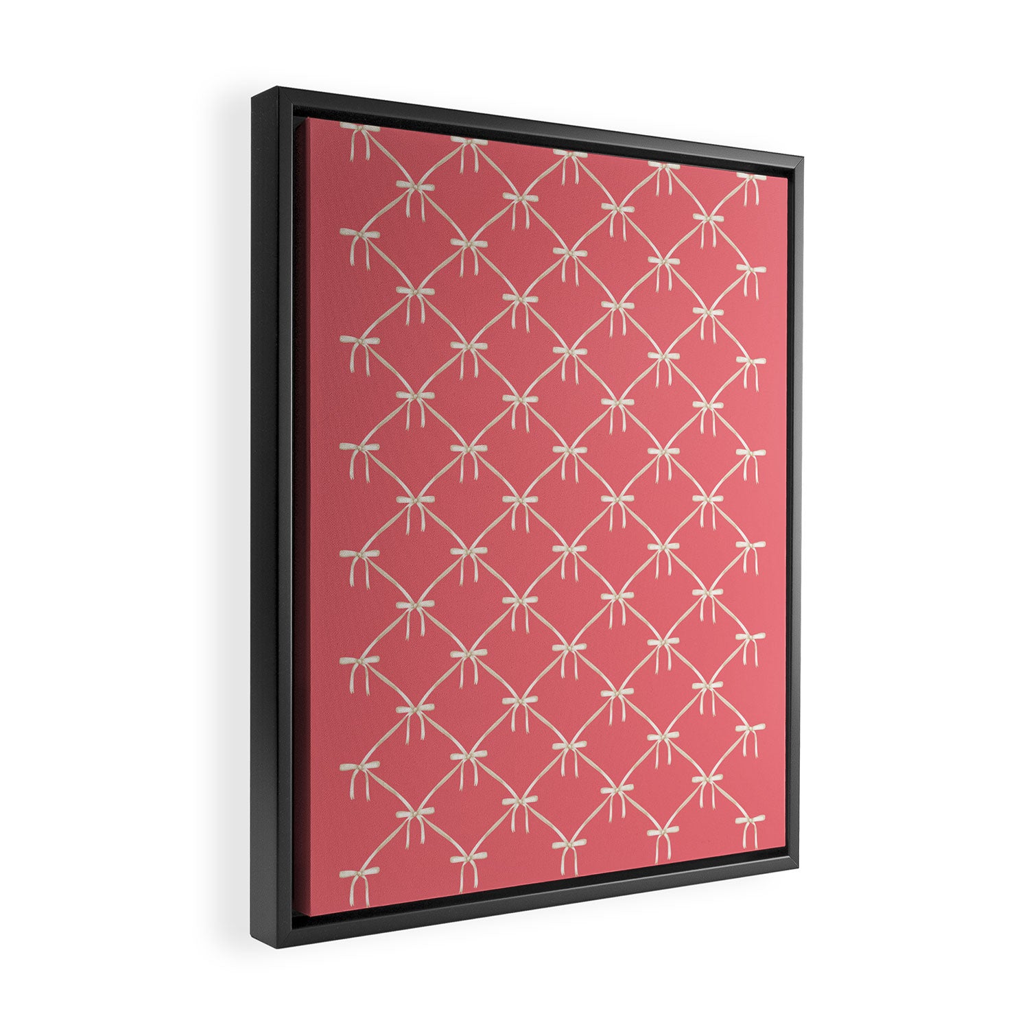 Bows & Ribbons Pattern LII Coral Pink Framed Canvas Print Gallery Image 2