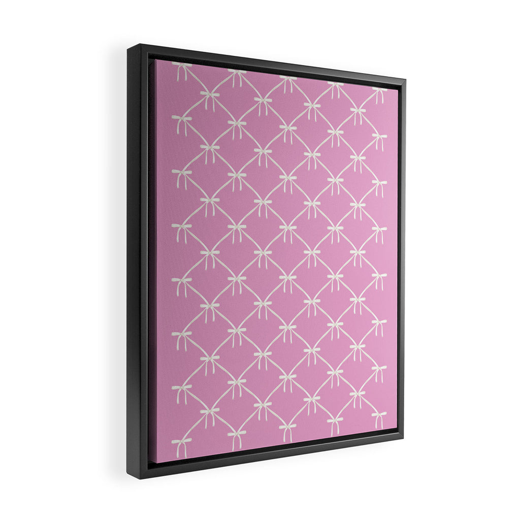 Bows & Ribbons Pattern LIII Y2K Fuchsia Pink Framed Canvas Print Gallery Image 2