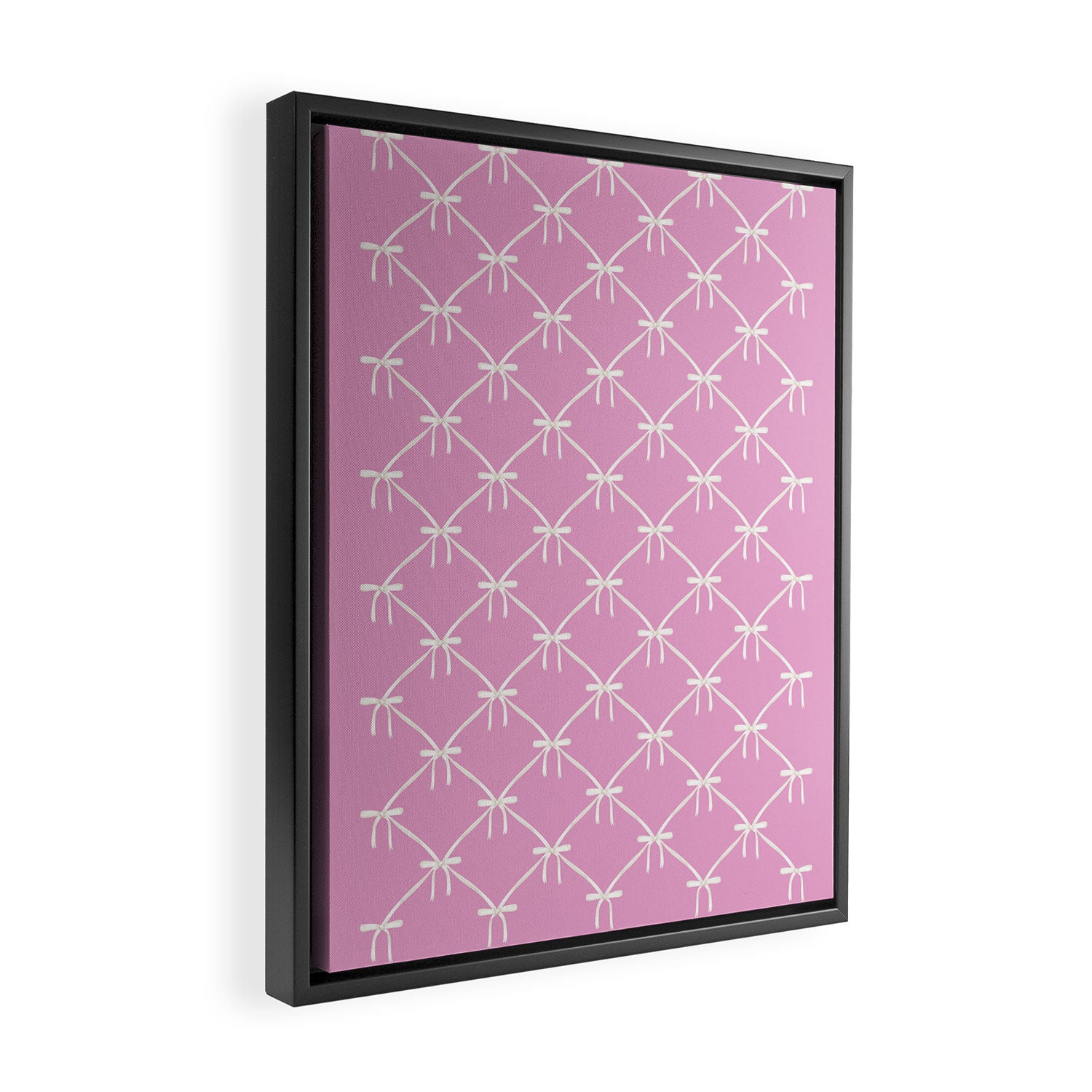 Bows & Ribbons Pattern LIII Y2K Fuchsia Pink Framed Canvas Print Gallery Image 2