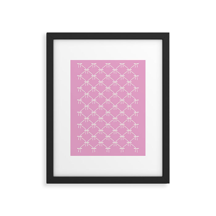 Bows & Ribbons Pattern LIII Y2K Fuchsia Pink Framed Art Print Gallery Image 1