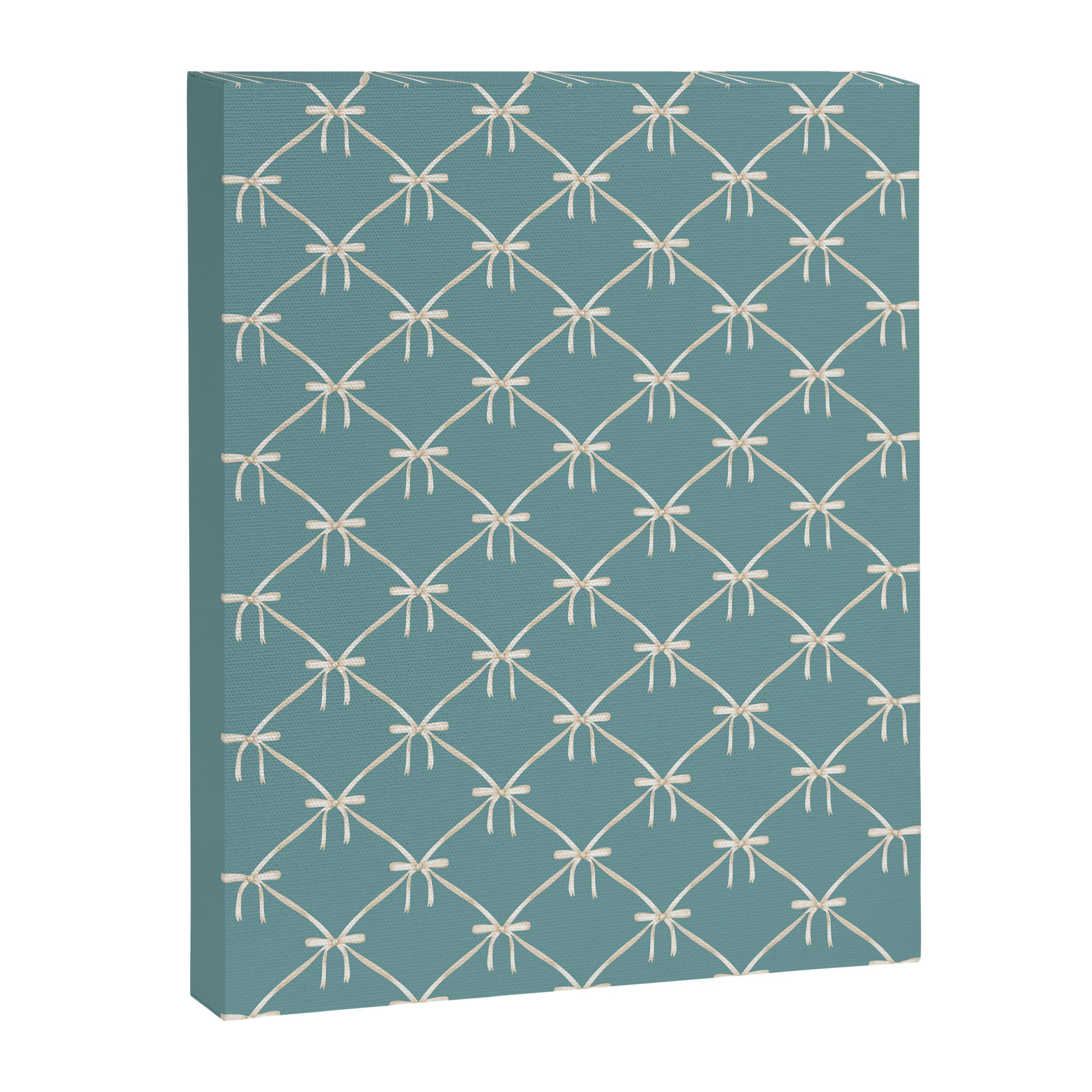 Bows & Ribbons Pattern LIV Teal Green Canvas Print Gallery Image 8