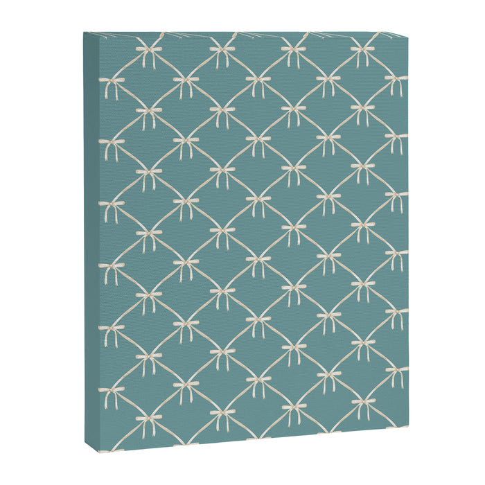 Bows & Ribbons Pattern LIV Teal Green Canvas Print Gallery Image 1