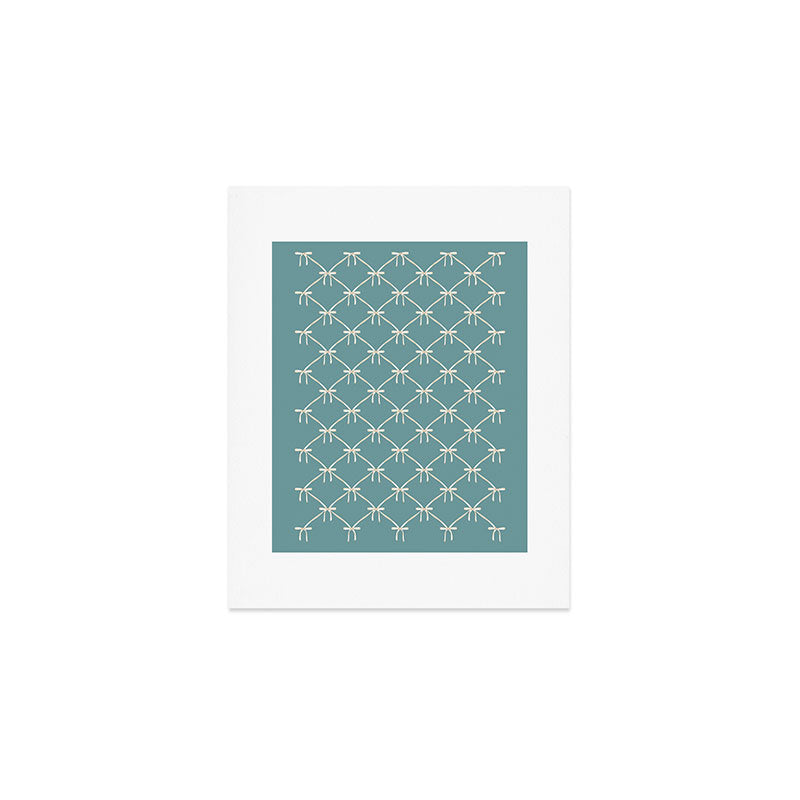 Bows & Ribbons Pattern LIV Teal Green Art Print Gallery Image 1
