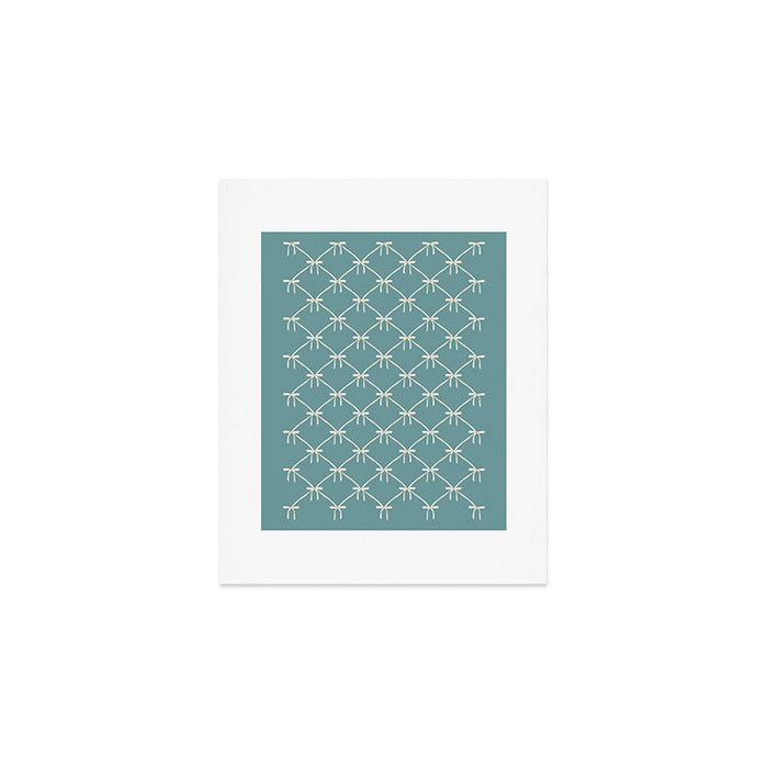 Bows & Ribbons Pattern LIV Teal Green Art Print Gallery Image 1