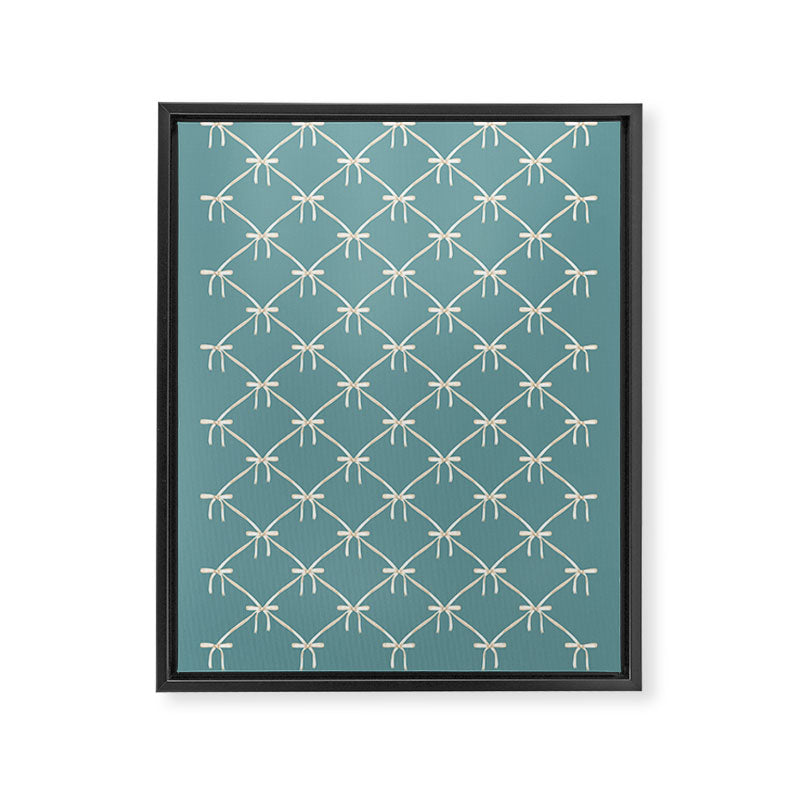 Bows & Ribbons Pattern LIV Teal Green Framed Canvas Print Gallery Image 8