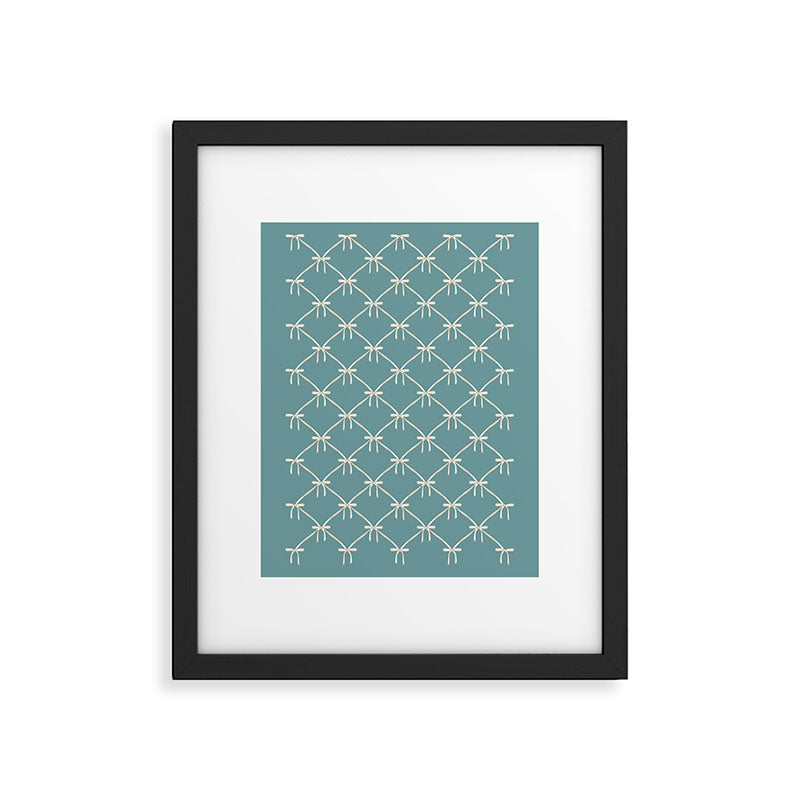 Bows & Ribbons Pattern LIV Teal Green Framed Art Print Gallery Image 6