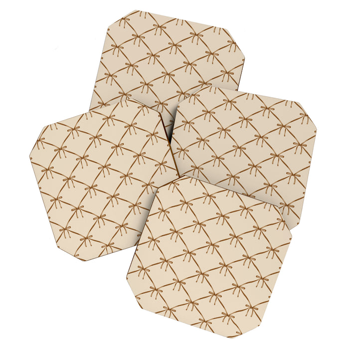 Bows & Ribbons Pattern LVI Neutral Beige Coaster Gallery Image 1