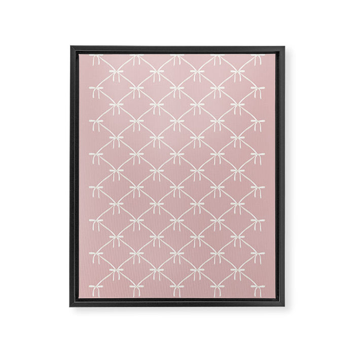 Bows & Ribbons Pattern LVII Pastel Pink Framed Canvas Print Gallery Image 1