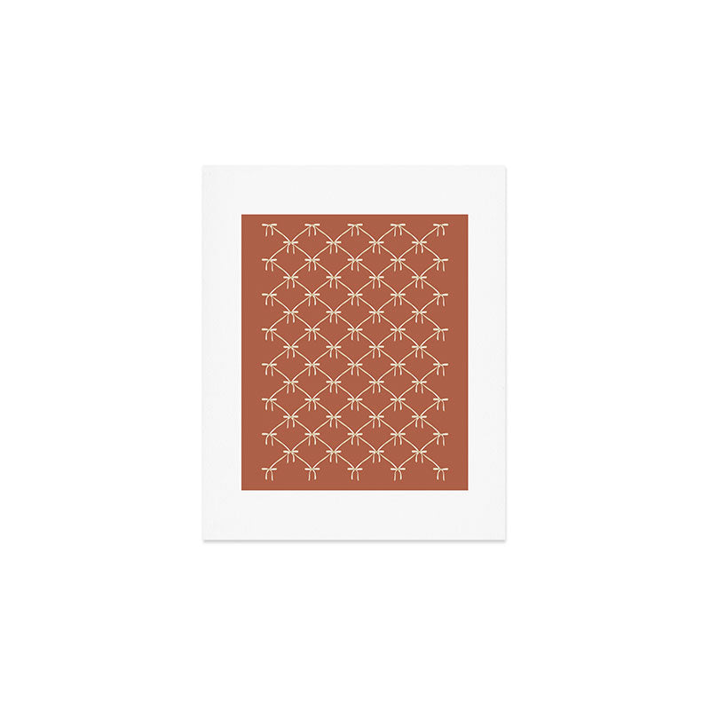 Bows & Ribbons Pattern LVIII Terracotta Orange Art Print Gallery Image 1