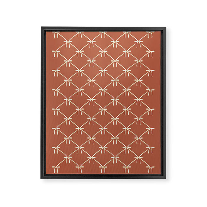 Bows & Ribbons Pattern LVIII Terracotta Orange Framed Canvas Print Gallery Image 1