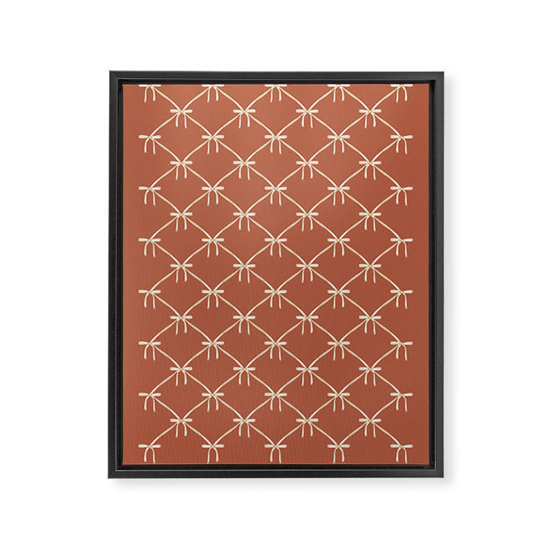 Bows & Ribbons Pattern LVIII Terracotta Orange Framed Canvas Print Gallery Image 8