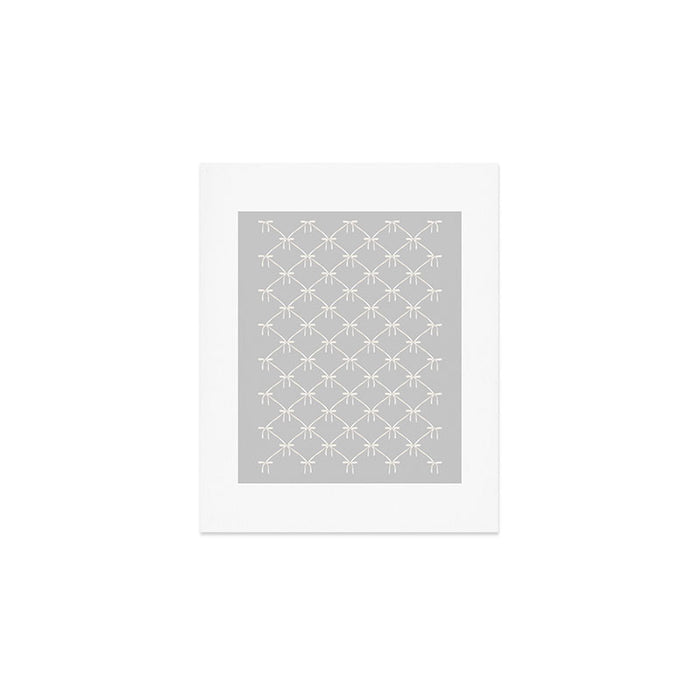 Bows & Ribbons Pattern LX Light Grey Art Print Gallery Image 1