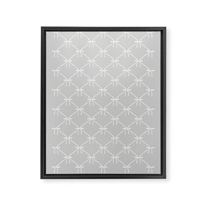 Bows & Ribbons Pattern LX Light Grey Framed Canvas Print Gallery Image 1