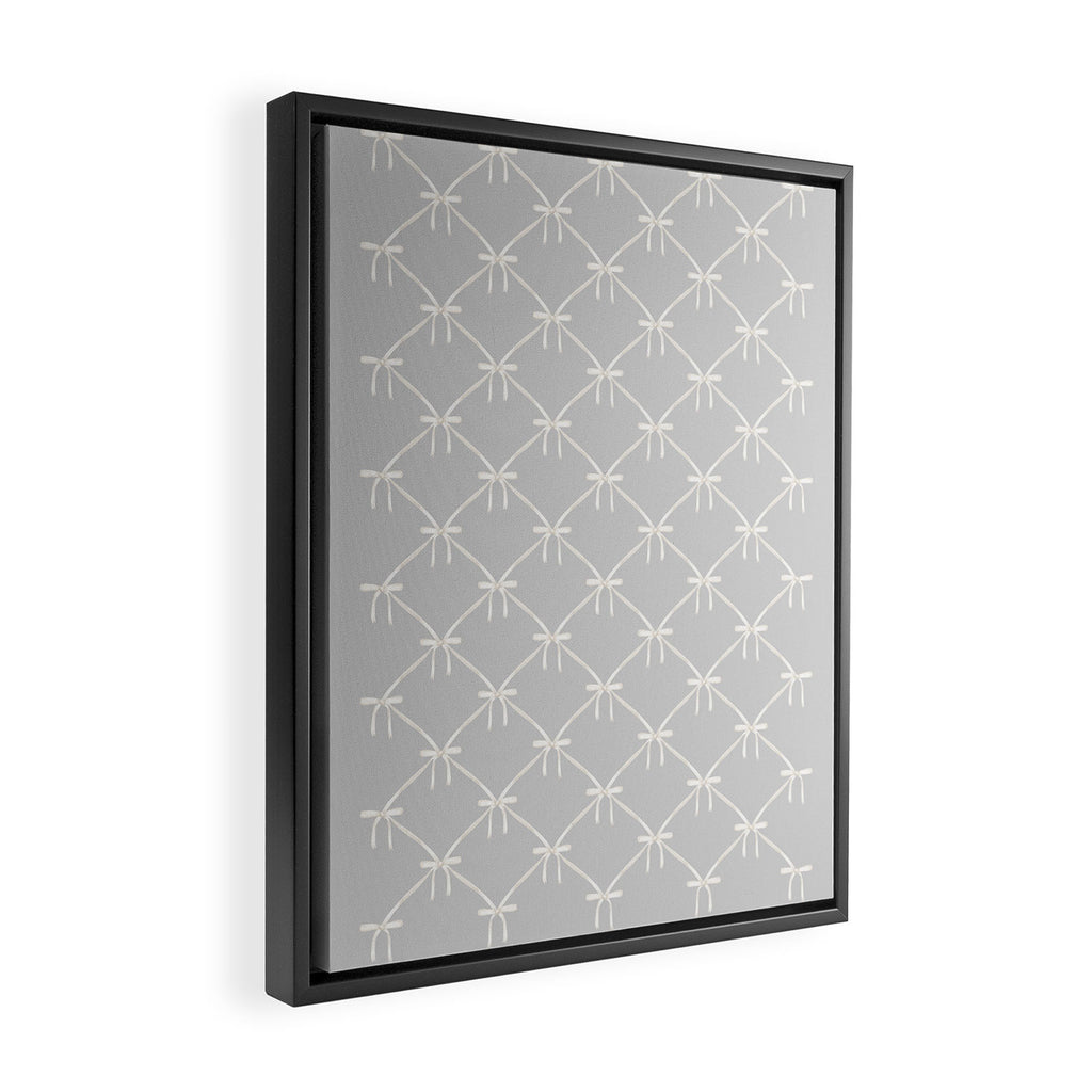 Bows & Ribbons Pattern LX Light Grey Framed Canvas Print Gallery Image 2