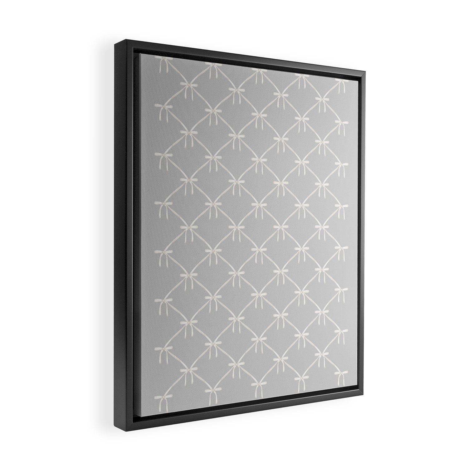 Bows & Ribbons Pattern LX Light Grey Framed Canvas Print Gallery Image 2