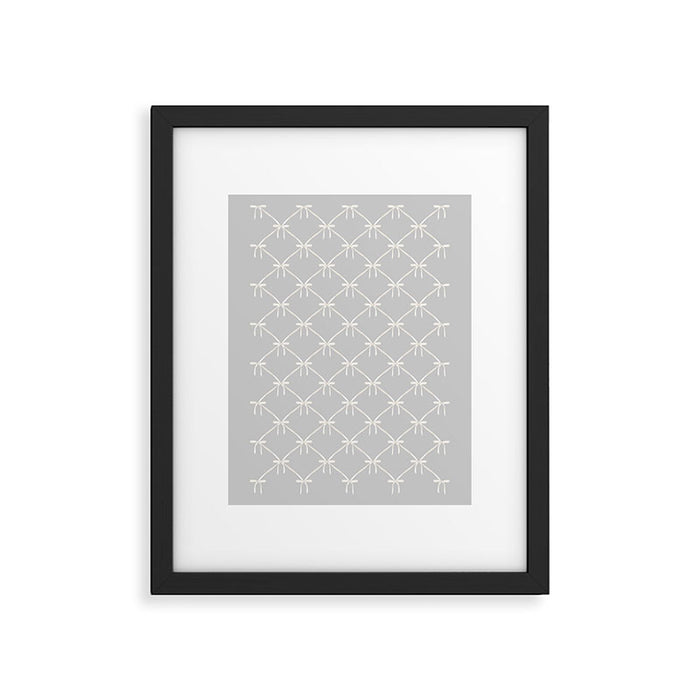 Bows & Ribbons Pattern LX Light Grey Framed Art Print Gallery Image 1