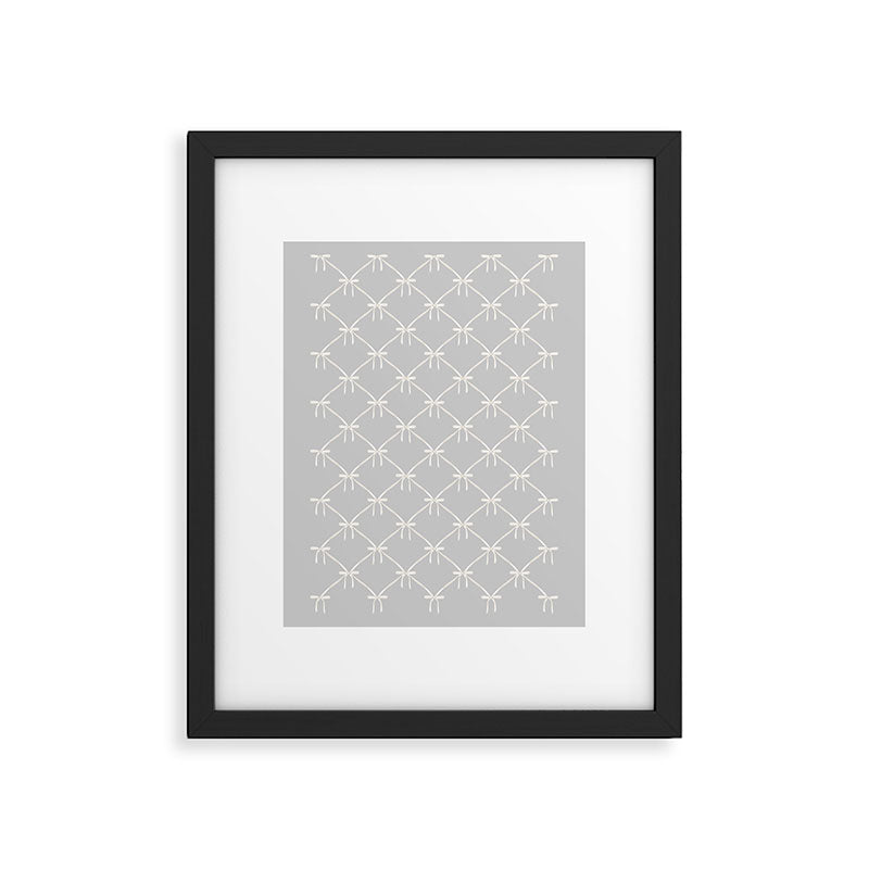 Bows & Ribbons Pattern LX Light Grey Framed Art Print Gallery Image 6