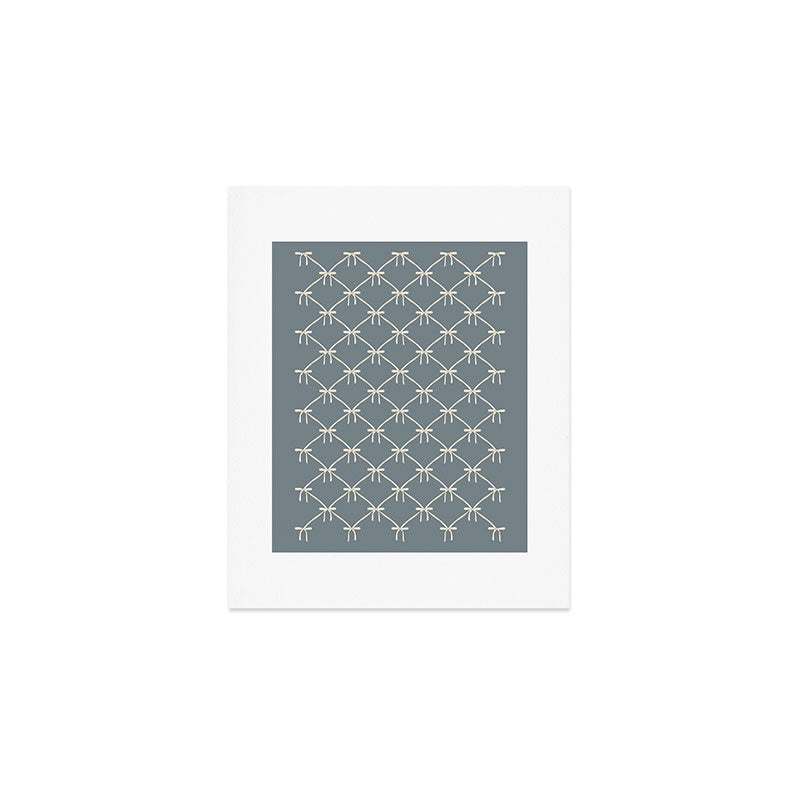 Bows & Ribbons Pattern LXI Neutral Grey Art Print Gallery Image 1