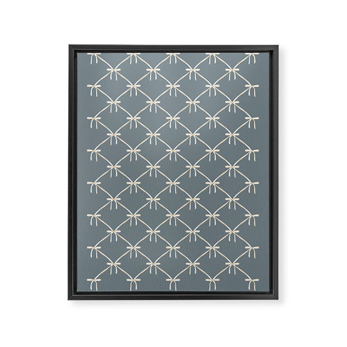 Bows & Ribbons Pattern LXI Neutral Grey Framed Canvas Print Gallery Image 1