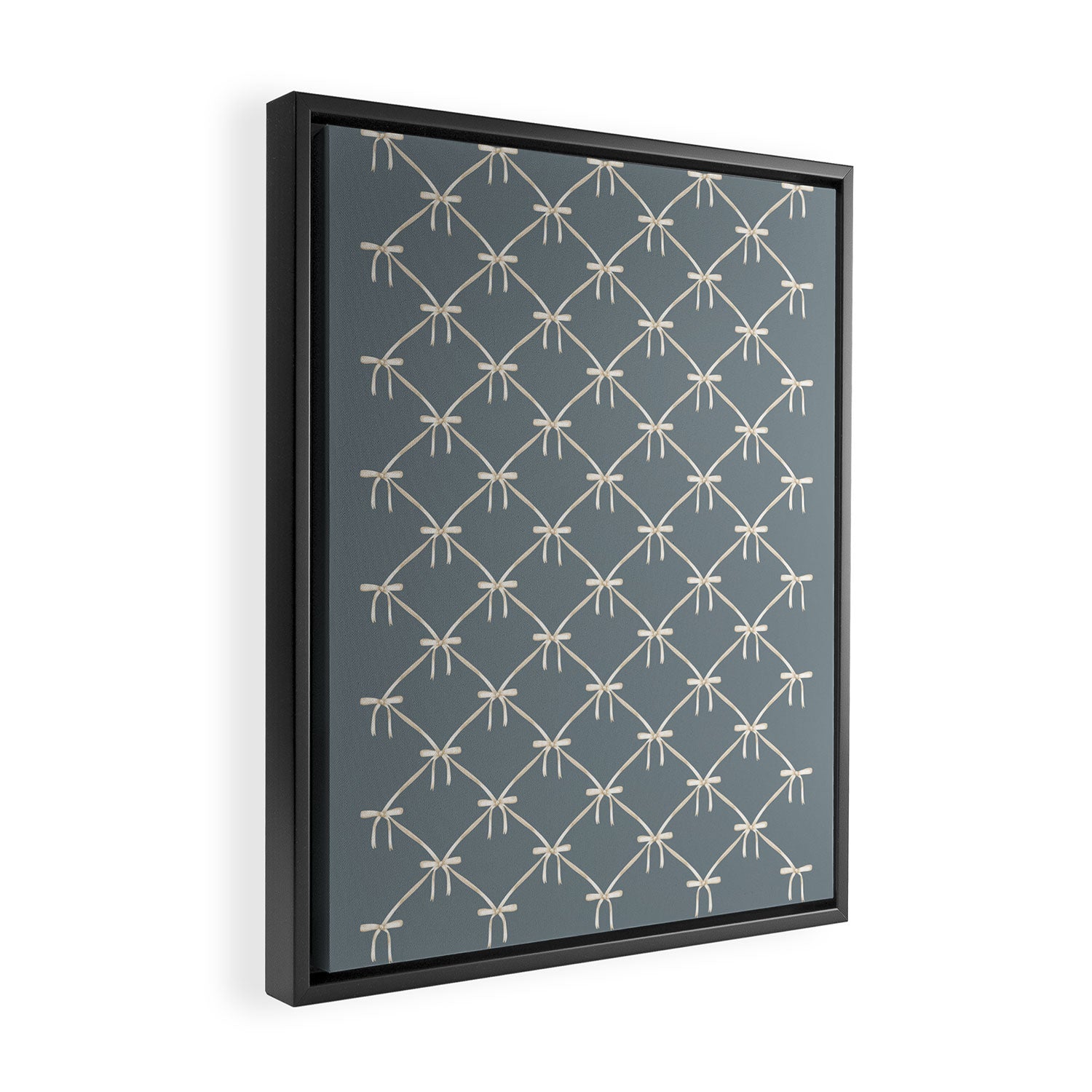 Bows & Ribbons Pattern LXI Neutral Grey Framed Canvas Print Gallery Image 2