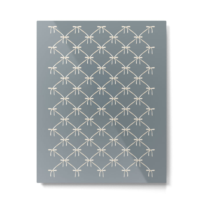 Bows & Ribbons Pattern LXI Neutral Grey Metal Print Gallery Image 1